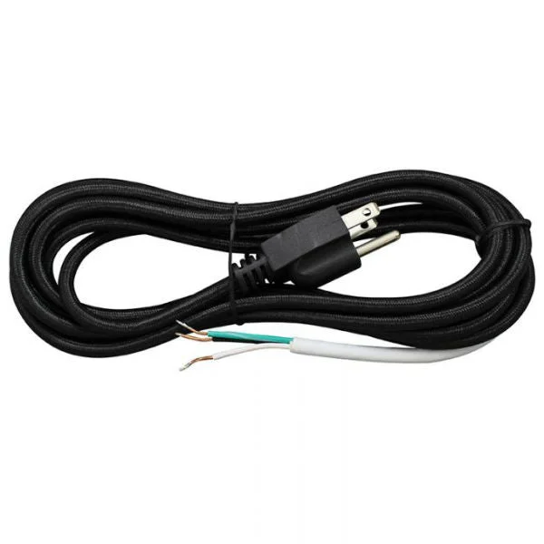 Daylight white Edison light bulbsBlack Cloth Covered Cord with molded Plug - 3 Conductor - 11 ft.