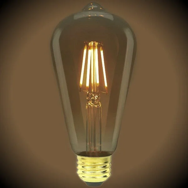 Dimmable LED Edison globe light bulbsLED Filament ST19 Vintage Bulb - 4.9 Watt - 2200K - Amber Glass