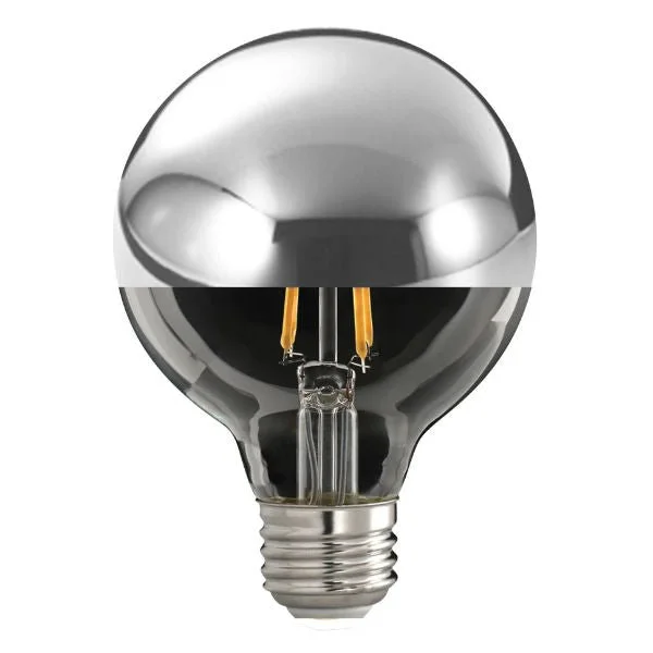 Edison style vintage light bulbsLED Silver Bowl G25 Globe Bulb - 4.5 Watt - Clear - 2700K - 350 Lumens