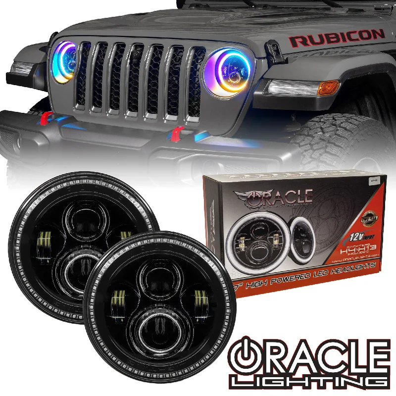 Track lighting with a sleek profileORACLE Lighting 7" High Powered LED Headlights - Black Bezel - Dynamic ColorSHIFT - Jeep Wrangler JK