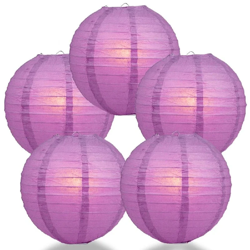 Edison light bulbs for industrial fixtures5-PACK 24" Violet / Orchid Round Paper Lantern, Even Ribbing, Chinese Hanging Wedding & Party Decoration