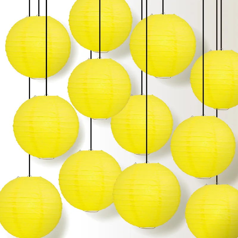 Edison light bulbs for chandeliersBULK PACK (12) 24" Yellow Round Paper Lantern, Even Ribbing, Chinese Hanging Wedding & Party Decoration