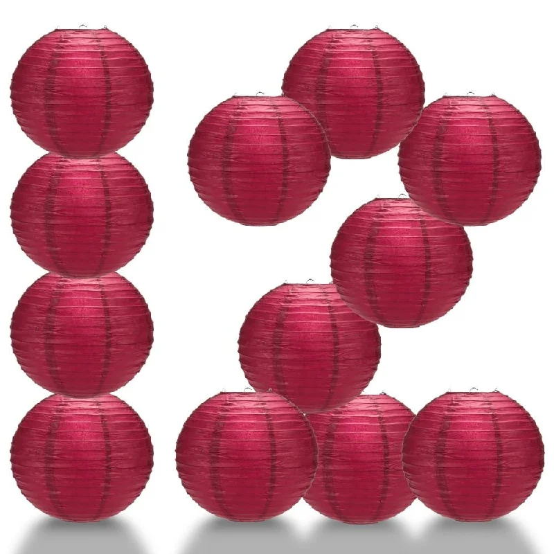 Outdoor rated Edison light bulbsBULK PACK (12) 16" Velvet Rose Red Round Paper Lantern, Even Ribbing, Hanging Decoration