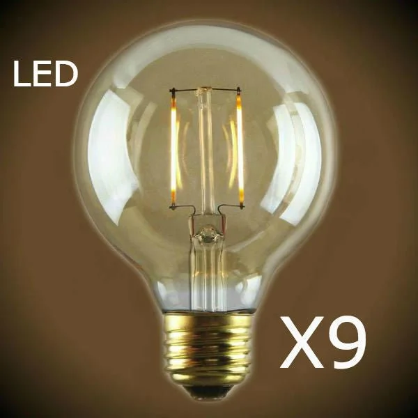 Mercury glass Edison light bulbsLED Filament Edison Light Bulb - G25 Globe - 9 Bulb Pack