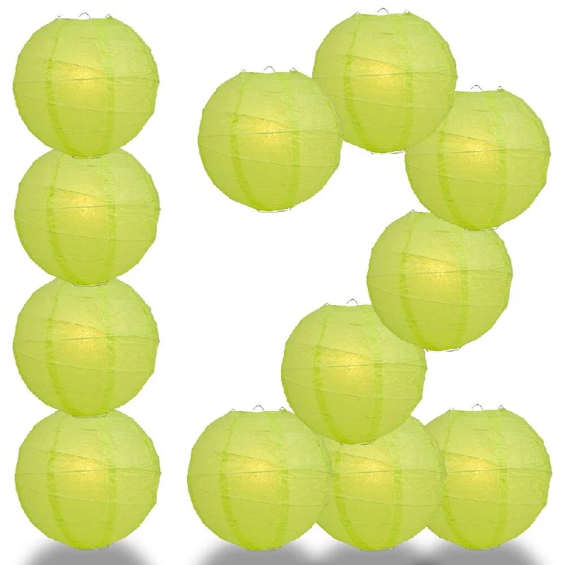 Filament style LED Edison light bulbsBULK PACK (12) 24" Light Lime Green Round Paper Lantern, Crisscross Ribbing, Chinese Hanging Wedding & Party Decoration