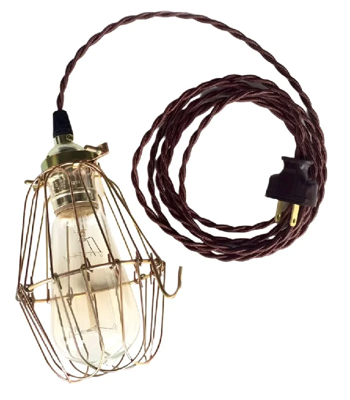 Modern Edison light bulbs with advanced filamentsNostalgic Brown Cloth Twisted cord Cage Lamp