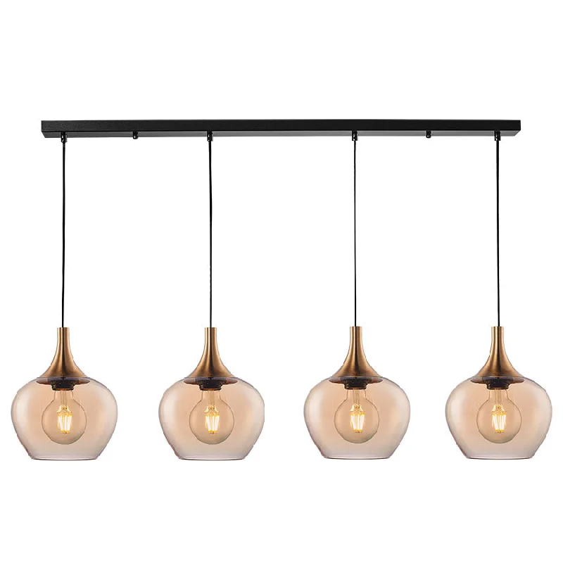 Track lighting with a decorative track designBerkley 4/6Lt Kitchen Light E27 Amber/Black