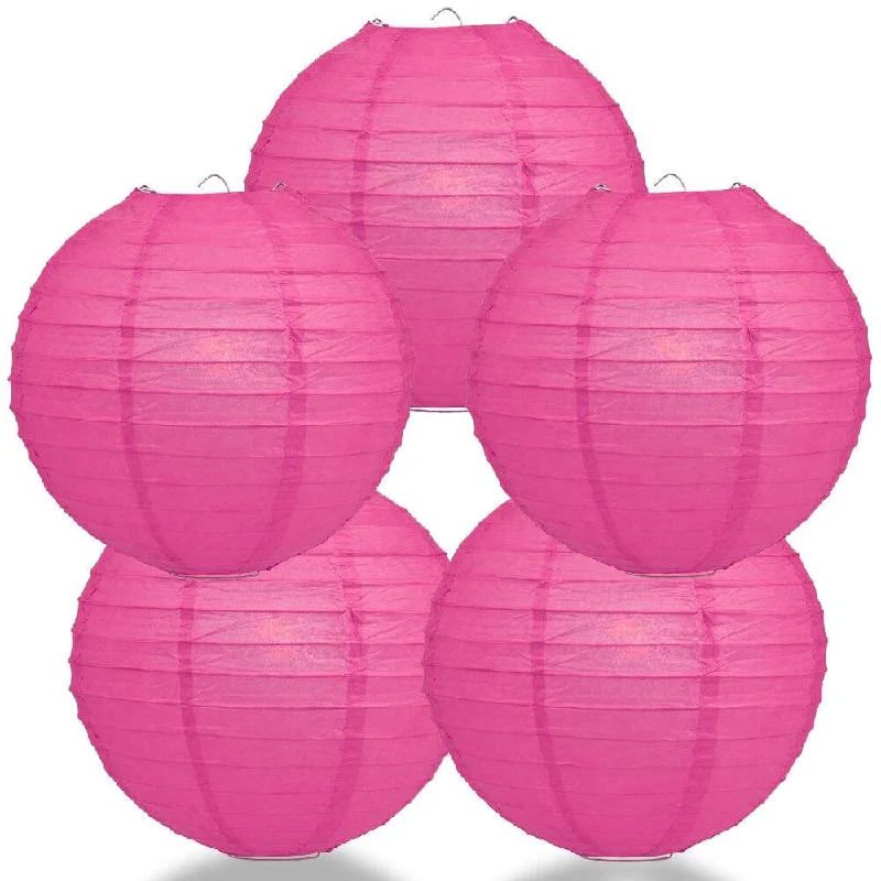 Filament style LED Edison light bulbs5-PACK 8" Fuchsia / Hot Pink Round Paper Lantern, Even Ribbing, Chinese Hanging Wedding & Party Decoration