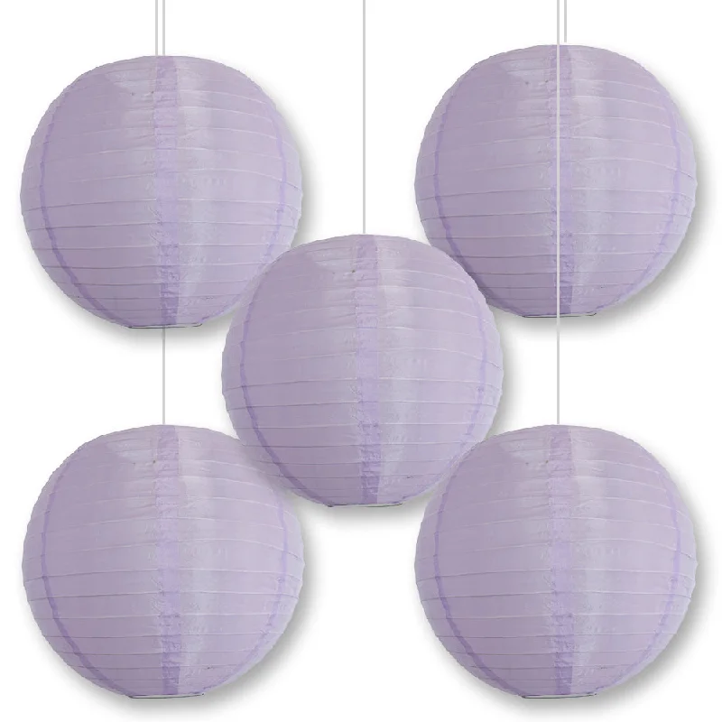 CSA certified Edison light bulbs5-PACK 24" Light Purple Shimmering Nylon Lantern, Even Ribbing, Durable, Hanging