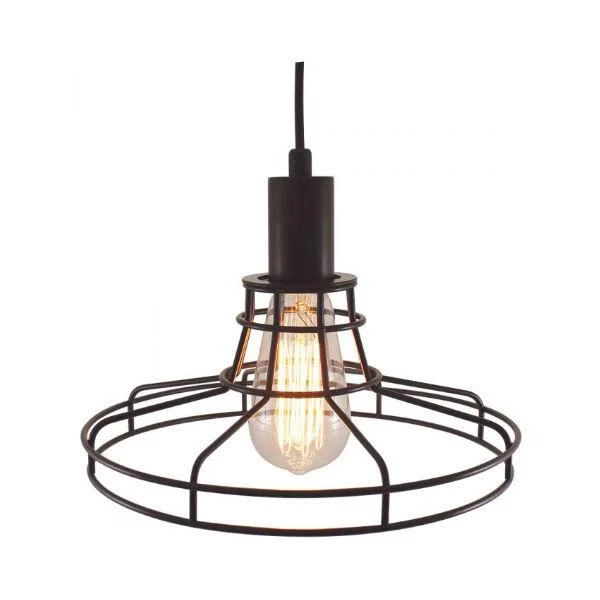 E26 Edison light bulbs with warm glowEdison Black Pendant Lamp with Metro Style Cage