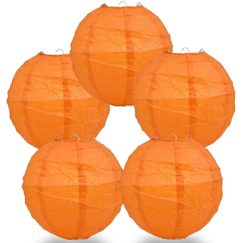 High lumen Edison light bulbs5-PACK 24" Persimmon Orange Round Paper Lantern, Crisscross Ribbing, Chinese Hanging Wedding & Party Decoration