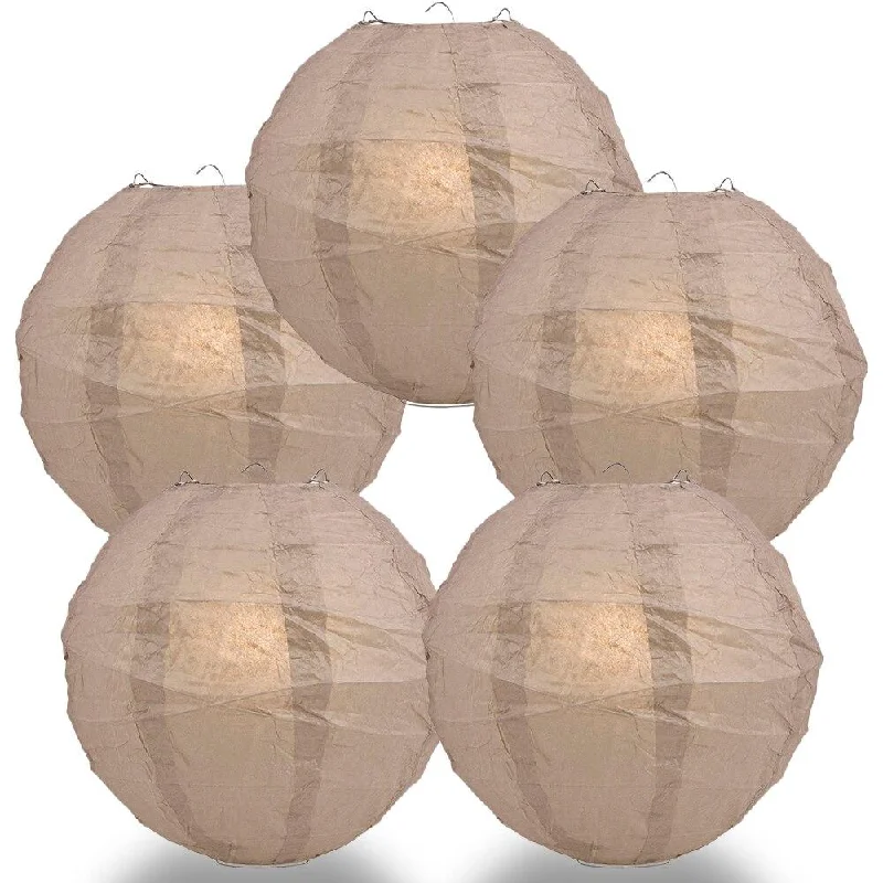 Retro Edison filament light bulbs5-PACK 16" Dusty Sand Rose Round Paper Lantern, Crisscross Ribbing, Chinese Hanging Wedding & Party Decoration