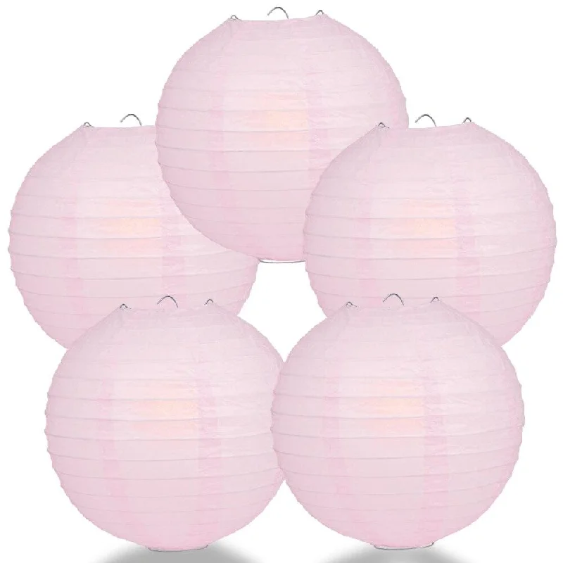 Waterproof Edison light bulbs for patios5-PACK 20" Pink Round Paper Lantern, Even Ribbing, Chinese Hanging Wedding & Party Decoration