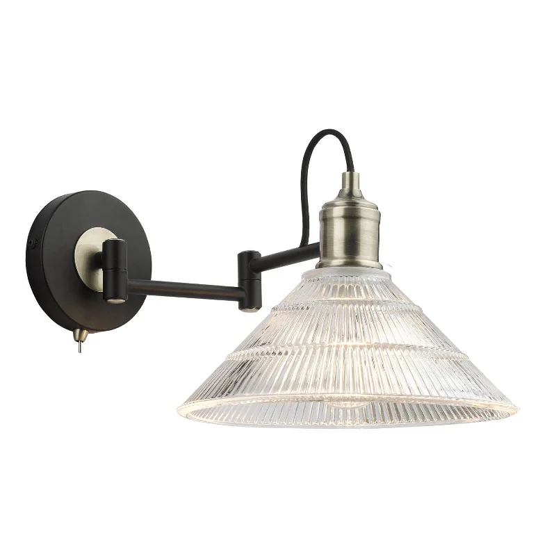 Outdoor - rated track lighting for patiosBoyd 1Lt Swing-Arm Wall Light - Black & Brass