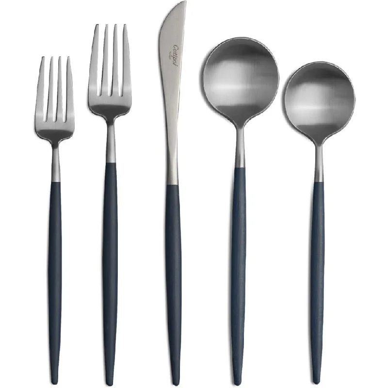 metal wall lamps with a matte black finish for a sleek and modern lookGoa Cutlery - Brushed Stainless Steel and Blue Handle - 5pc Set