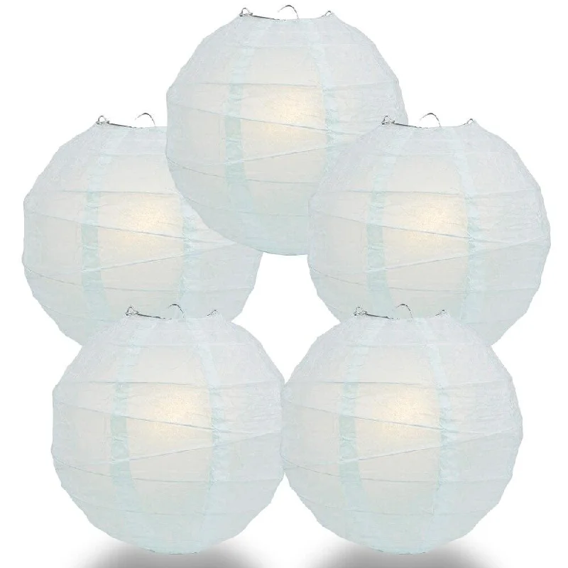 Vintage inspired LED Edison light bulbs5-PACK 16" Arctic Spa Blue Round Paper Lantern, Irregular Ribbed, Chinese Hanging Wedding & Party Decoration