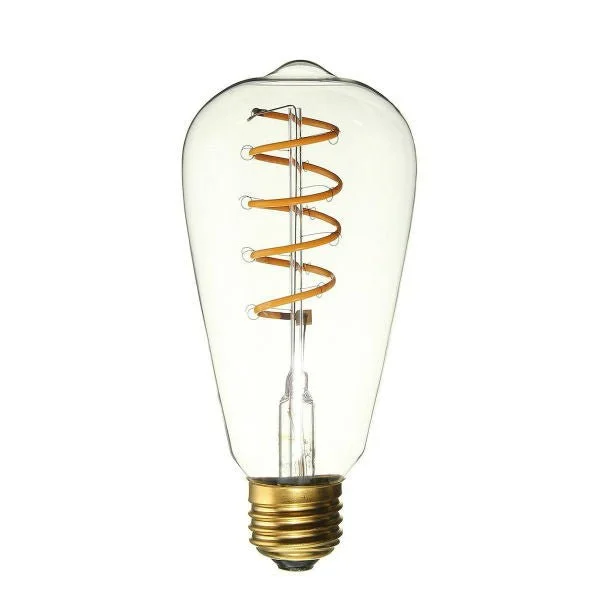 Soft white Edison light bulbsCurved LED Spiral Filament Edison Bulb - 4 Watt - 2200K