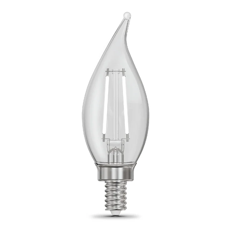 Vintage inspired LED Edison light bulbs2.2W (25W Replacement) Daylight (5000K) E12 Base BA10 Flame Tip White Filament LED Bulb (3-Pack)