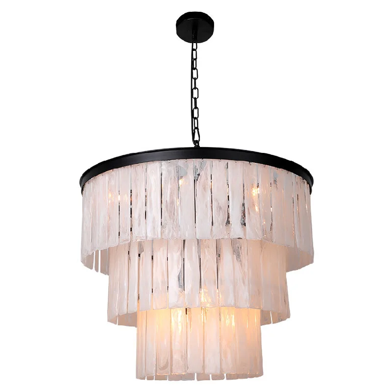 Track lighting for updating office lobbiesMaison 3 Tier Crystal Chandelier Textured Glass E14 Black/satin Brass