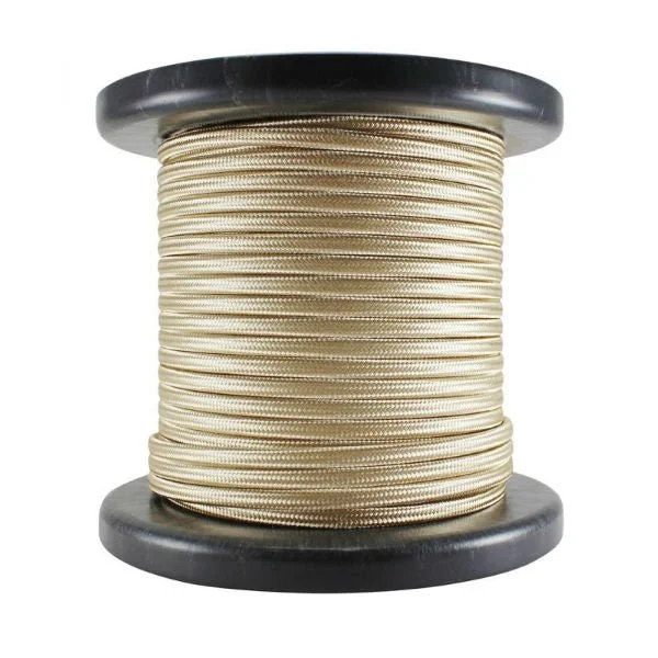 Outdoor rated Edison light bulbsBeige Sand Cloth-Covered Parallel Wire - 100 foot spool