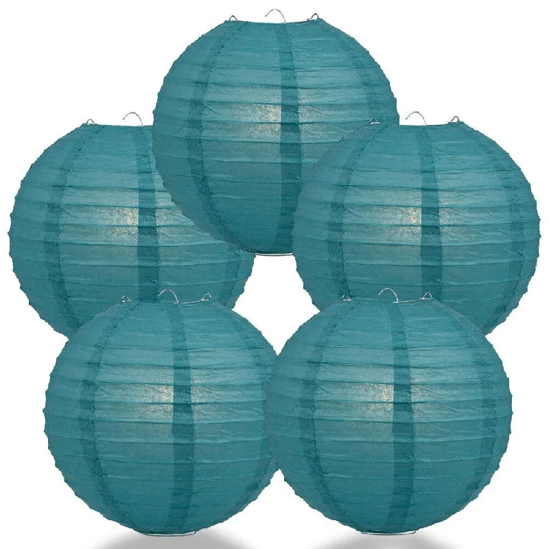 Edison light bulbs for barn lighting5-PACK 24" Tahiti Teal Round Paper Lantern, Even Ribbing, Chinese Hanging Wedding & Party Decoration