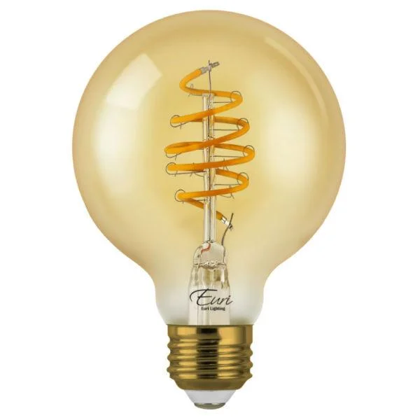 Energy saving LED Edison light bulbsCurved LED Spiral Filament Edison Glob Bulb - 4.5 Watt - 2200K