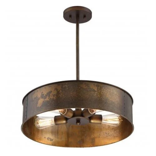 Replaceable filament Edison light bulbsKettle Weathered Brass Finish 4-Lights Edison Chandelier