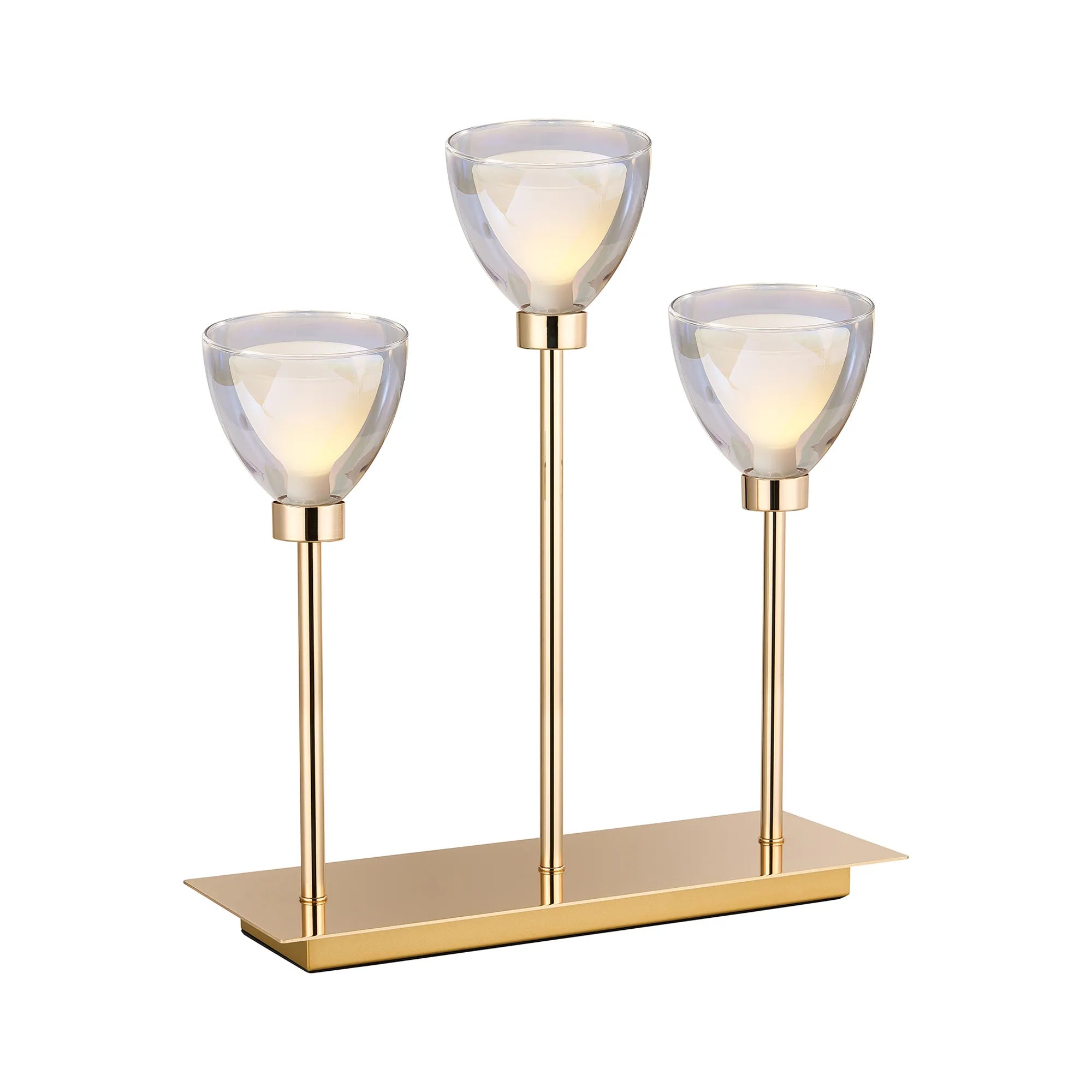 Track lighting with a chunky, bold designCassis 3Lt Rectangular Table Lamp - Gold/Chrome/Black