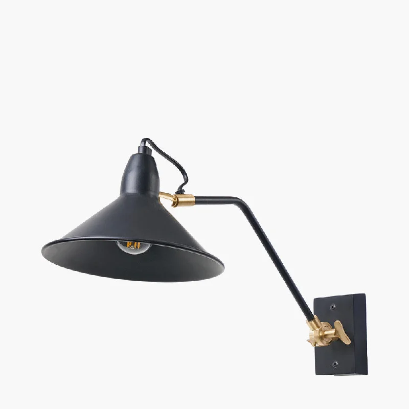 Track lighting with colored glass accentsCanton Matt Black and Brass Metal Cone Wall Light SES/E14 Golf Ball/10-12W LED