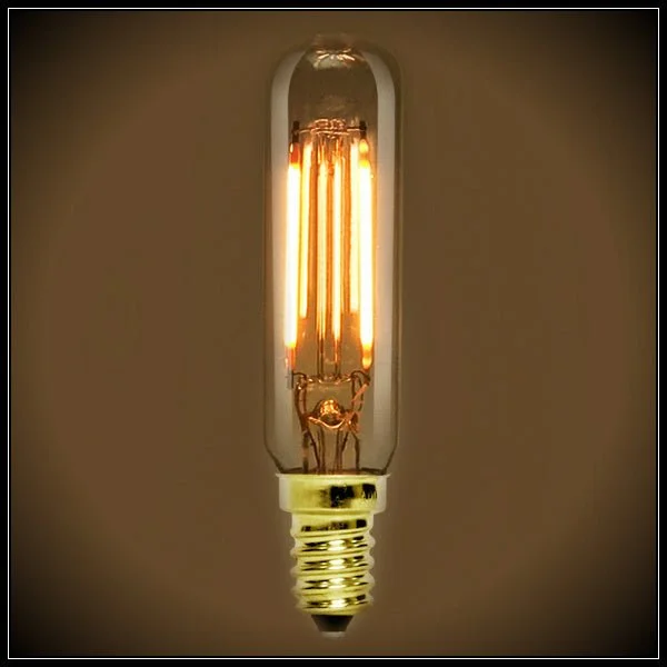 Modern Edison light bulbs with advanced filamentsLED Filament Nostalgic Bulb - 160 Lumens - T6 Tubular - Amber