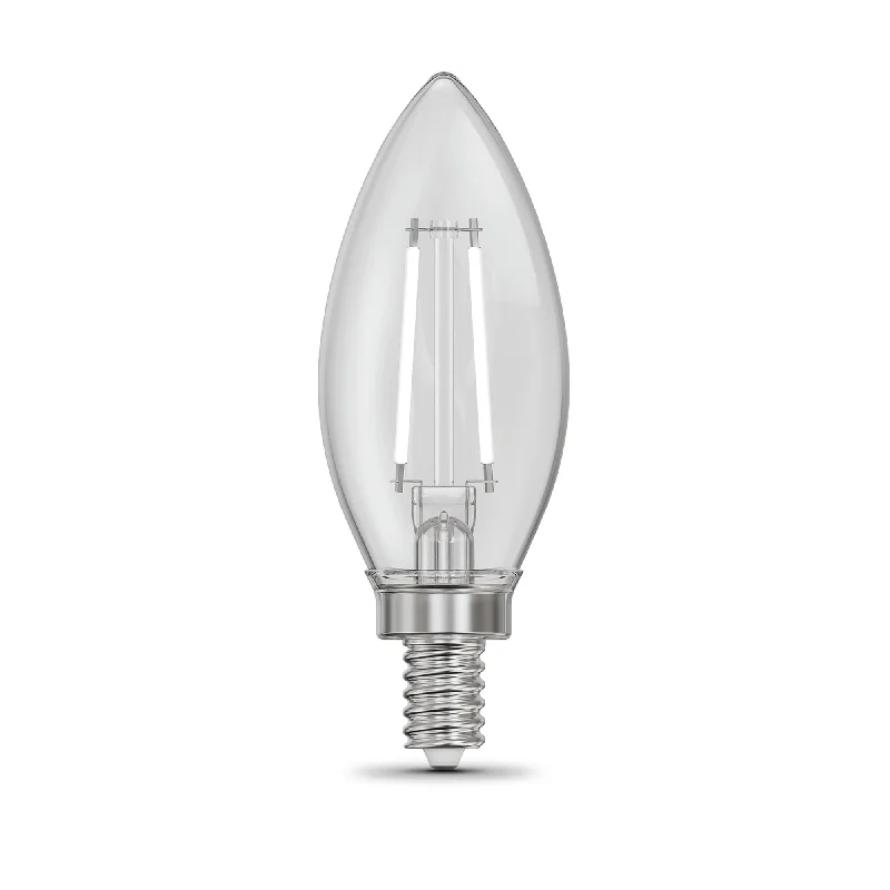 Edison light bulbs for table lamps2.2W (25W Replacement) True White (3500K) E12 Base Chandelier B10 Torpedo Tip White Filament Light Bulb (3-Pack)