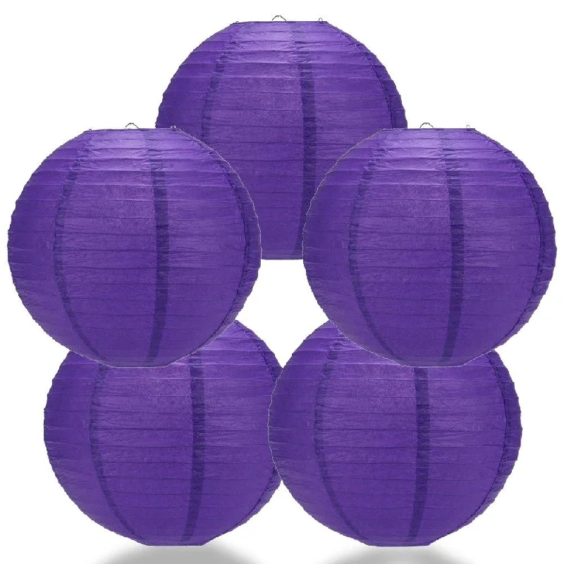 Low wattage Edison light bulbs for ambiance5-PACK 20" Plum Purple Round Paper Lantern, Even Ribbing, Chinese Hanging Wedding & Party Decoration