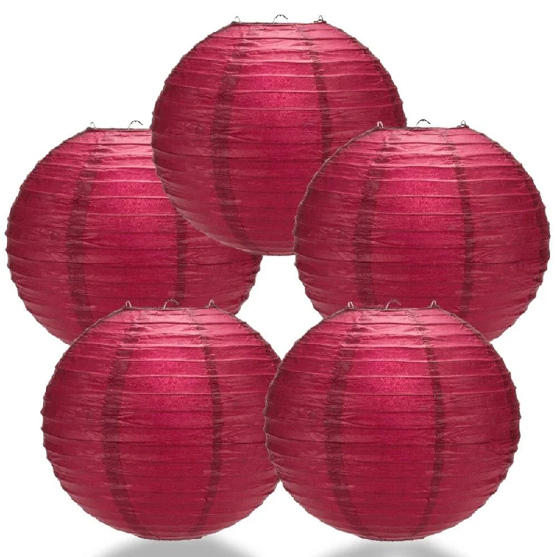 Edison light bulbs for pendant lights5-PACK 14" Velvet Red Round Paper Lantern, Even Ribbing, Hanging Decoration