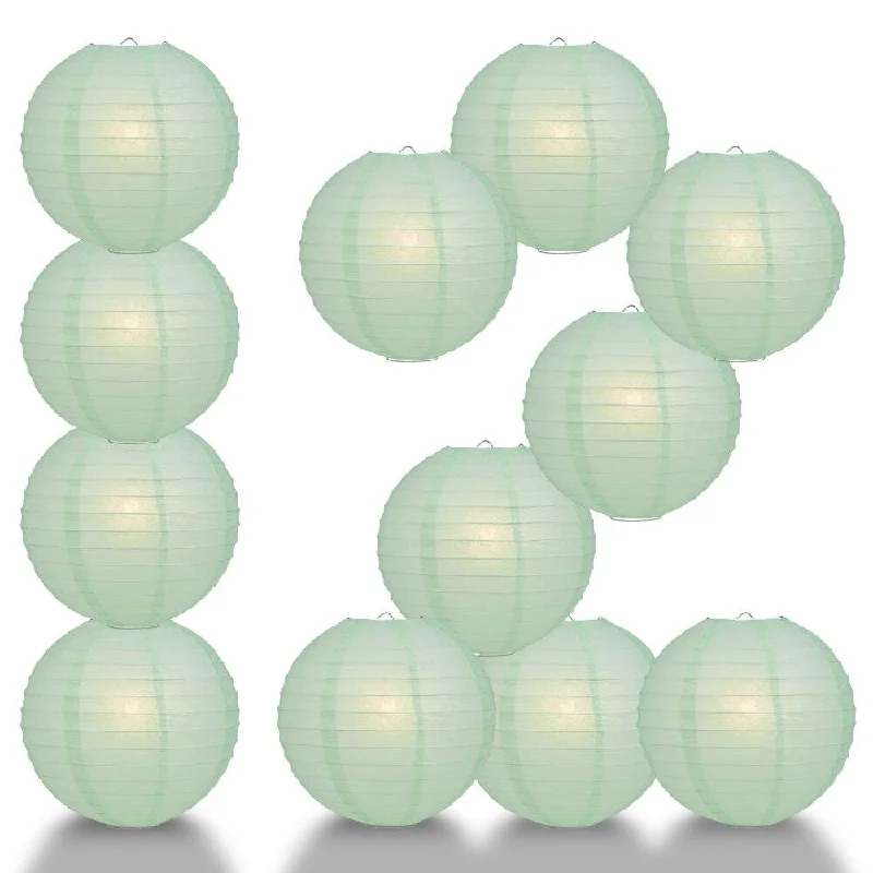 Edison light bulbs with a matte glass finishBULK PACK (12) 16" Cool Mint Green Round Paper Lantern, Even Ribbing, Chinese Hanging Wedding & Party Decoration