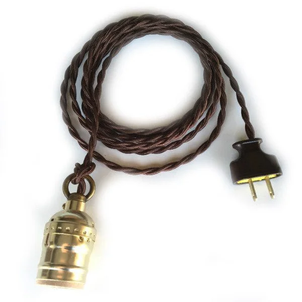 Colored Edison light bulbs (e.g., amber, blue)Brown Twisted Cloth Antique cord Lamp with Loop Grip