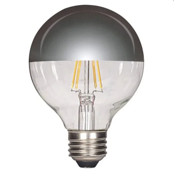 High lumen Edison light bulbsLED Silver Bowl G25 Globe Bulb - 4.5 Watt - Clear - 2700K