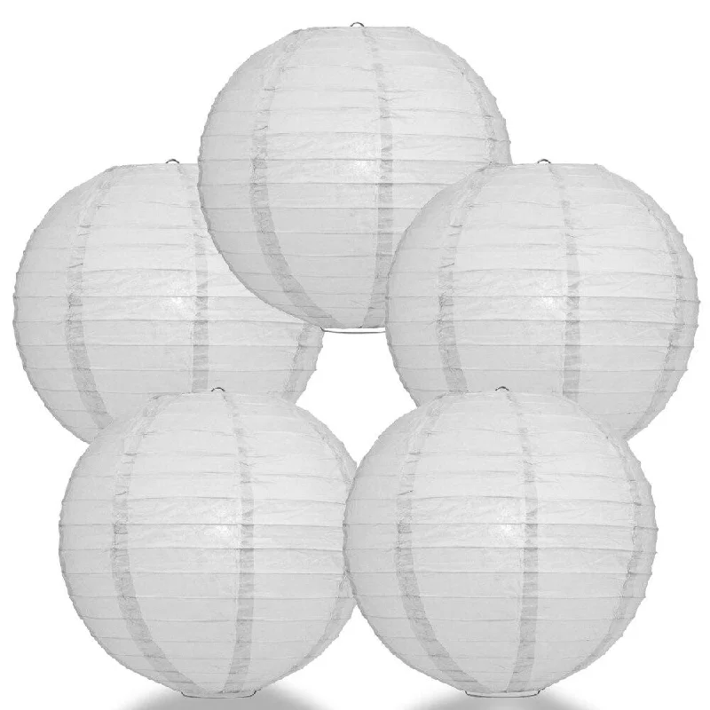 Outdoor rated Edison light bulbs5-PACK 10" Gray / Grey Round Paper Lantern, Even Ribbing, Chinese Hanging Wedding & Party Decoration