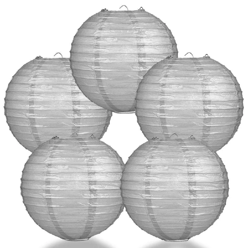 Oval shaped Edison light bulbs5-PACK 8" Silver Round Paper Lantern, Even Ribbing, Chinese Hanging Wedding & Party Decoration