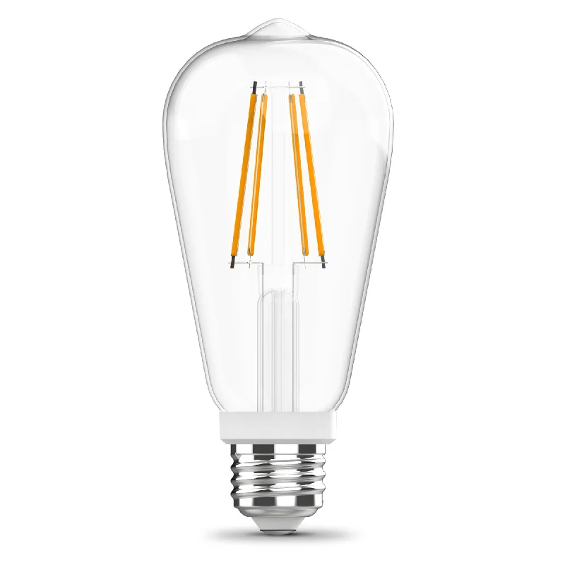 Outdoor rated Edison light bulbs12W (100W Replacement) ST19 E26 Non-Dimmable Straight Filament Clear Glass Vintage Edison LED Light Bulb, Soft White