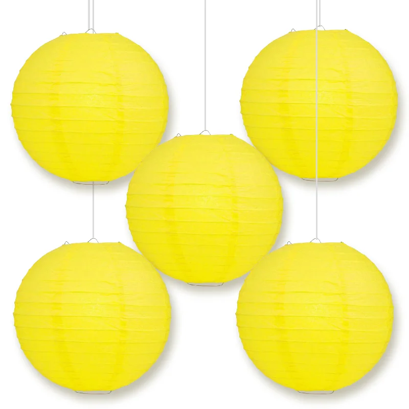 Edison light bulbs for art installations5-PACK 8" Yellow Round Paper Lantern, Even Ribbing, Chinese Hanging Wedding & Party Decoration