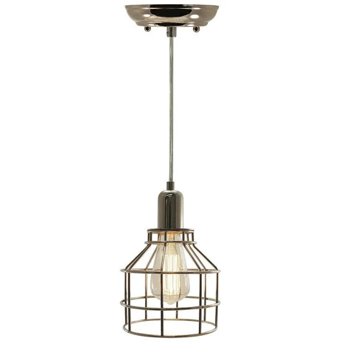 Modern Edison light bulbs with advanced filamentsNostalgic Industrial Polished Nickel Caged Pendant Light