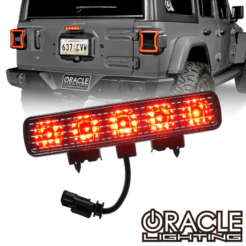 White track lighting for a clean lookORACLE Lighting Jeep Wrangler JL "Smoked Lens" LED Third Brake Light