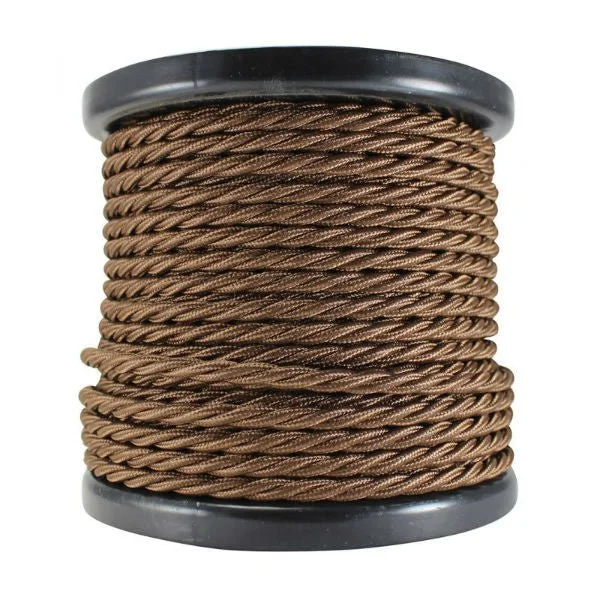 Edison light bulbs with antique finish3 Conductor Brown Twisted Rayon Covered Cord - 100 ft. Spool