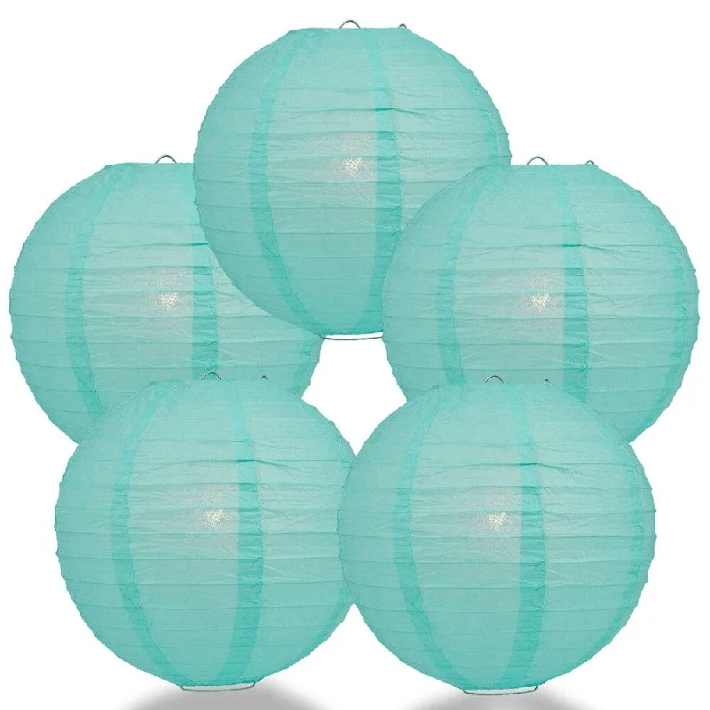 Edison globe light bulbs5-PACK 6" Water Blue Round Paper Lantern, Even Ribbing, Chinese Hanging Wedding & Party Decoration