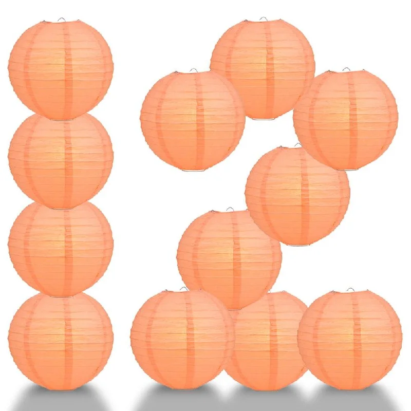 Dimmable LED Edison globe light bulbsBULK PACK (12) 20" Peach / Orange Coral Round Paper Lantern, Even Ribbing, Chinese Hanging Wedding & Party Decoration