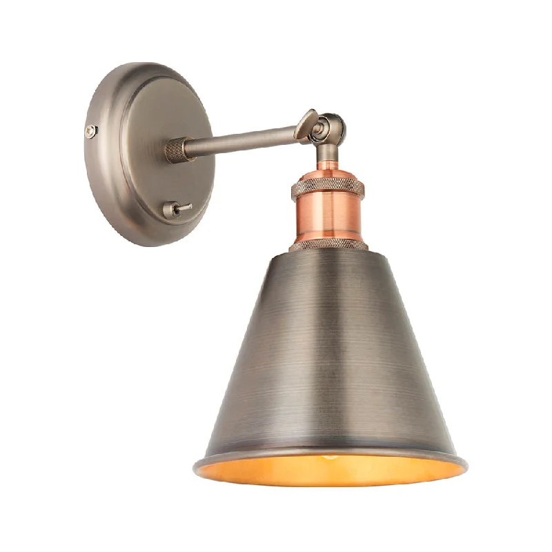 Track lighting with a long - lasting lifespanNiche Wall Light - Aged Pewter/Clear Glass E27