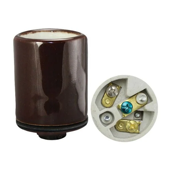 Edison light bulbs for pendant lightsThree Conductor Medium Base Porcelain Socket - Bronze