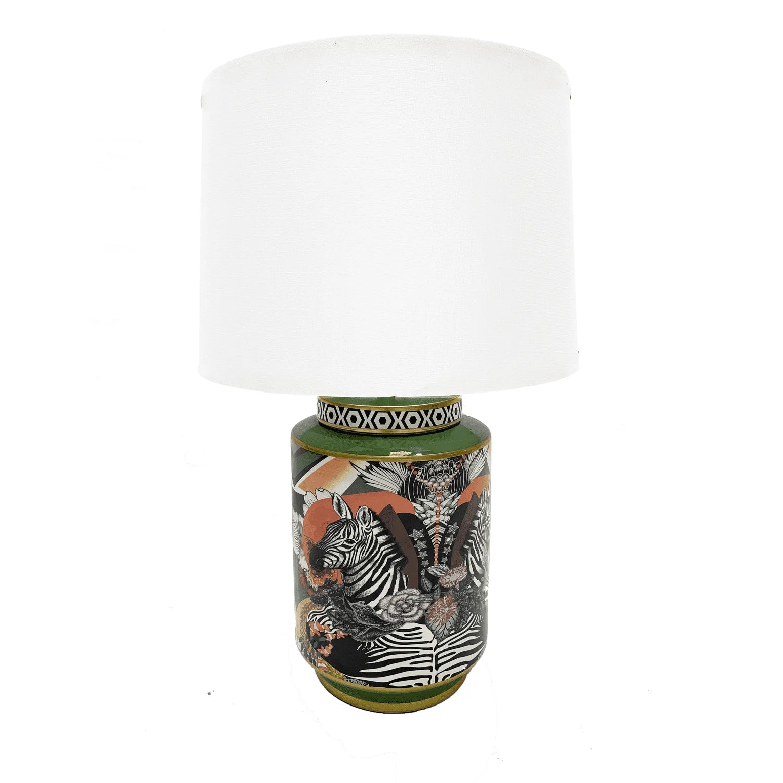 Contemporary track lighting in black finishWonder Bazaar Lamp -  Zebra Print Ceramic & White Finish