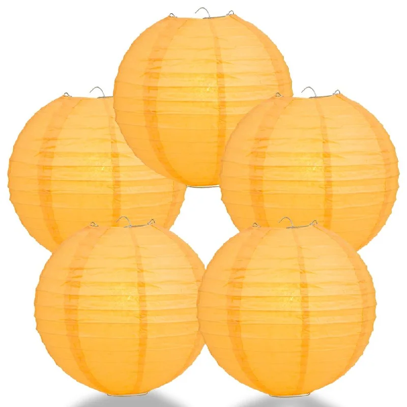 CSA certified Edison light bulbsBULK PACK (12) 20" Papaya Round Paper Lantern, Even Ribbing, Chinese Hanging Wedding & Party Decoration