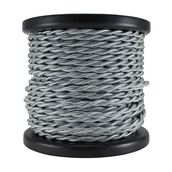 40 watt equivalent Edison light bulbsSilver Cloth Covered Twisted Cord - 100 foot spool - 18 AWG